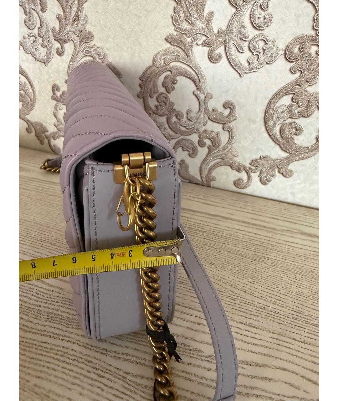 PINKO Фиолетовая кожаная сумка через плечо, фото 7