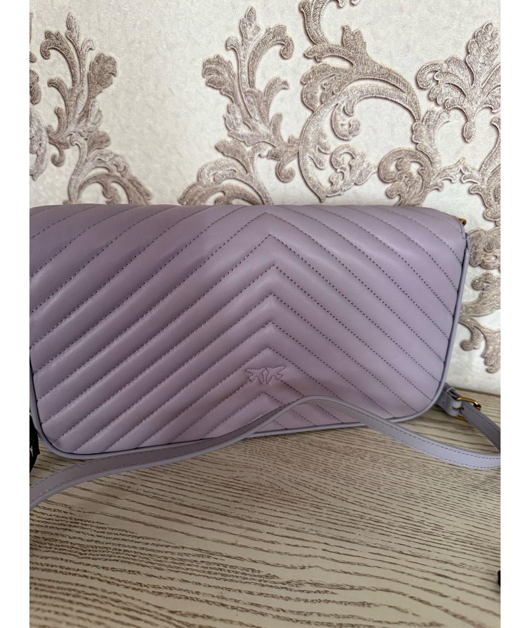 PINKO Фиолетовая кожаная сумка через плечо, фото 3
