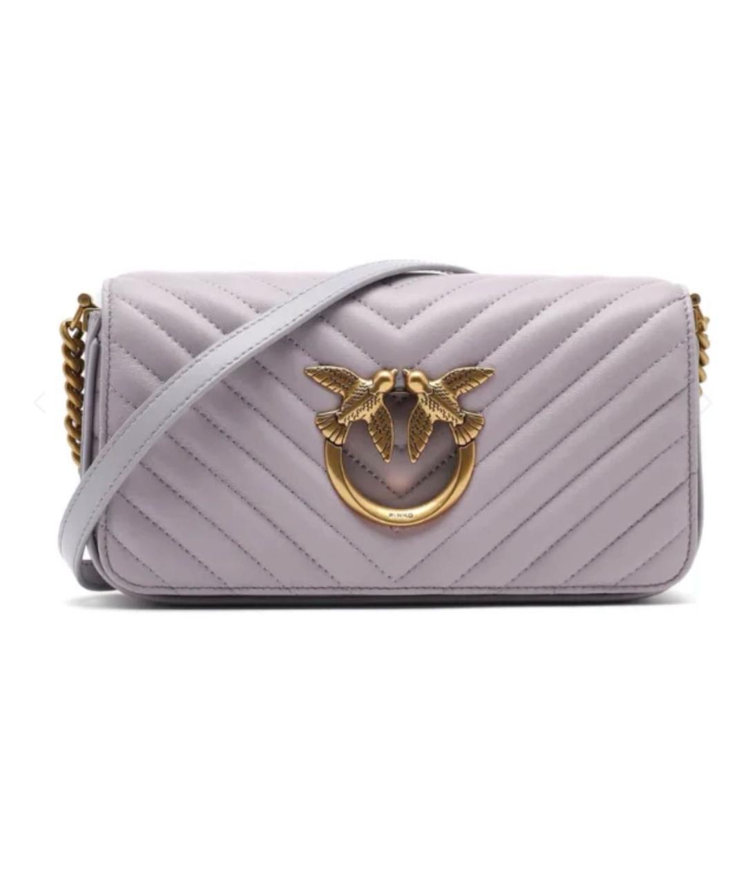 PINKO Фиолетовая кожаная сумка через плечо, фото 9