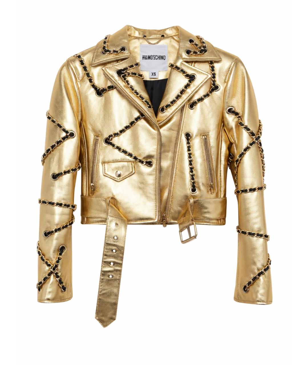 MOSCHINO Золотая кожаная куртка, фото 1