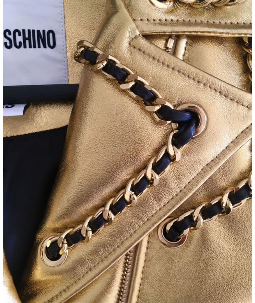 MOSCHINO Золотая кожаная куртка, фото 4