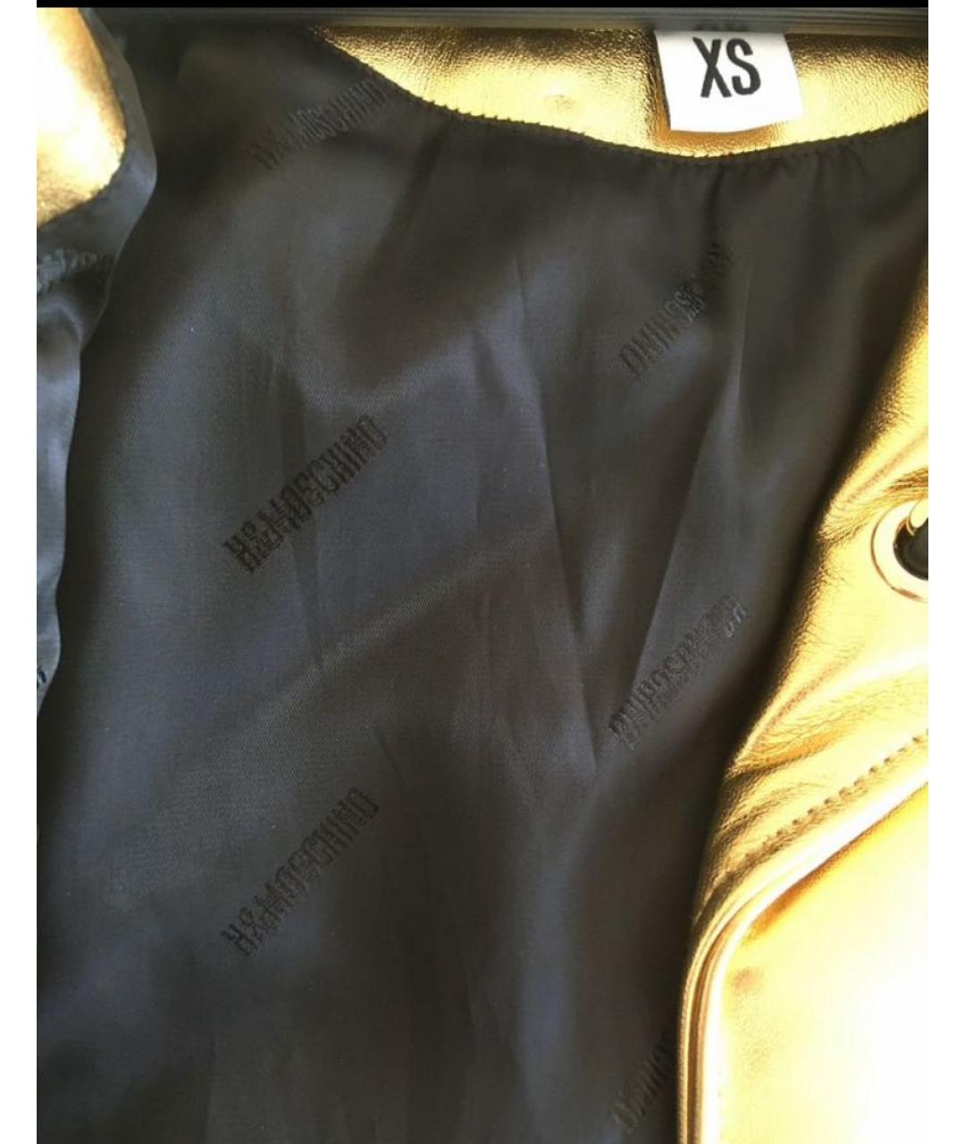 MOSCHINO Золотая кожаная куртка, фото 3