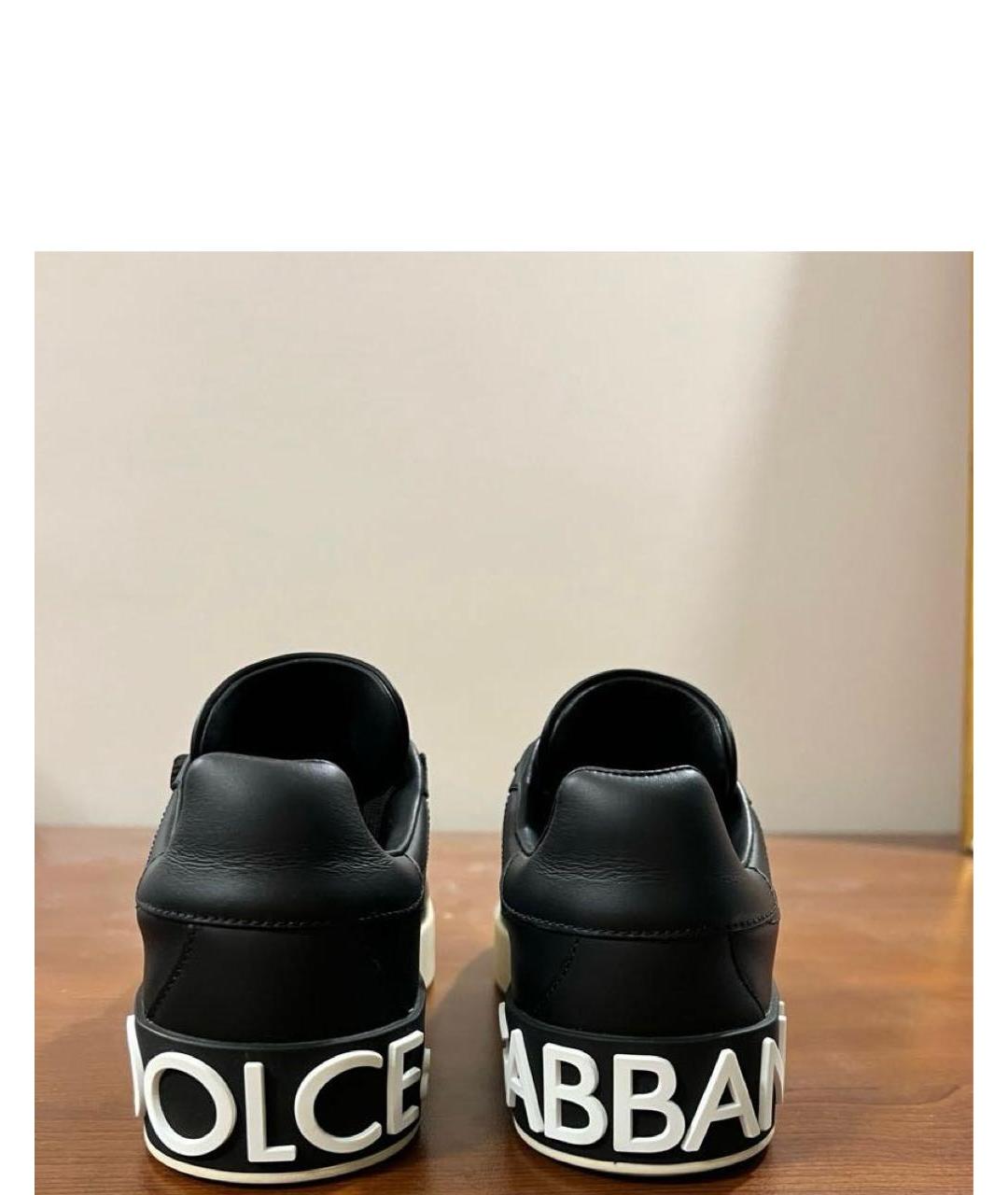 DOLCE&GABBANA Черные кожаные кеды, фото 3