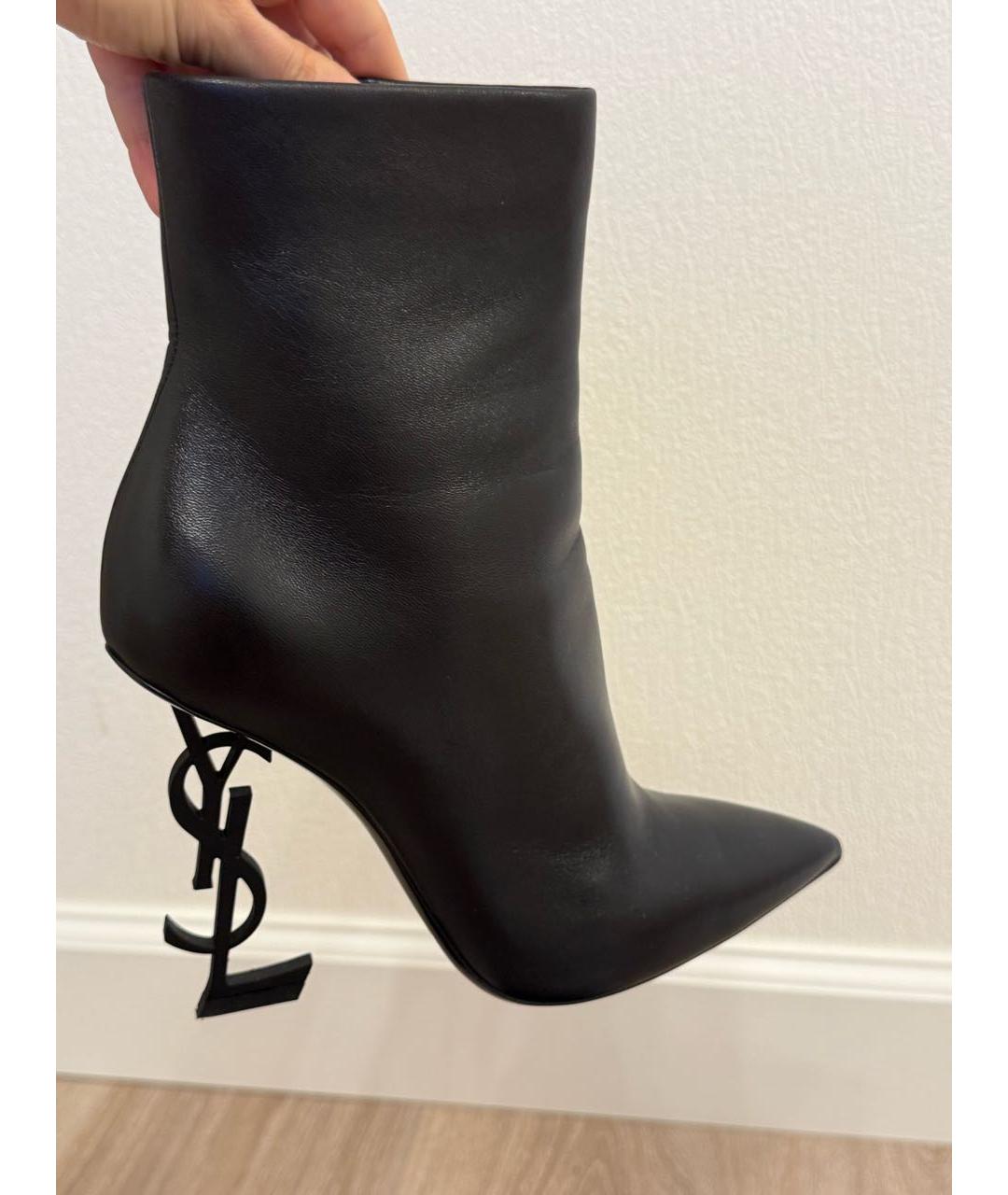 SAINT LAURENT Черные кожаные ботильоны, фото 9