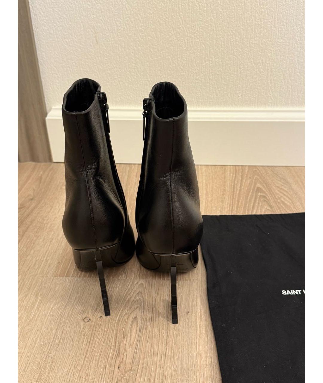 SAINT LAURENT Черные кожаные ботильоны, фото 3