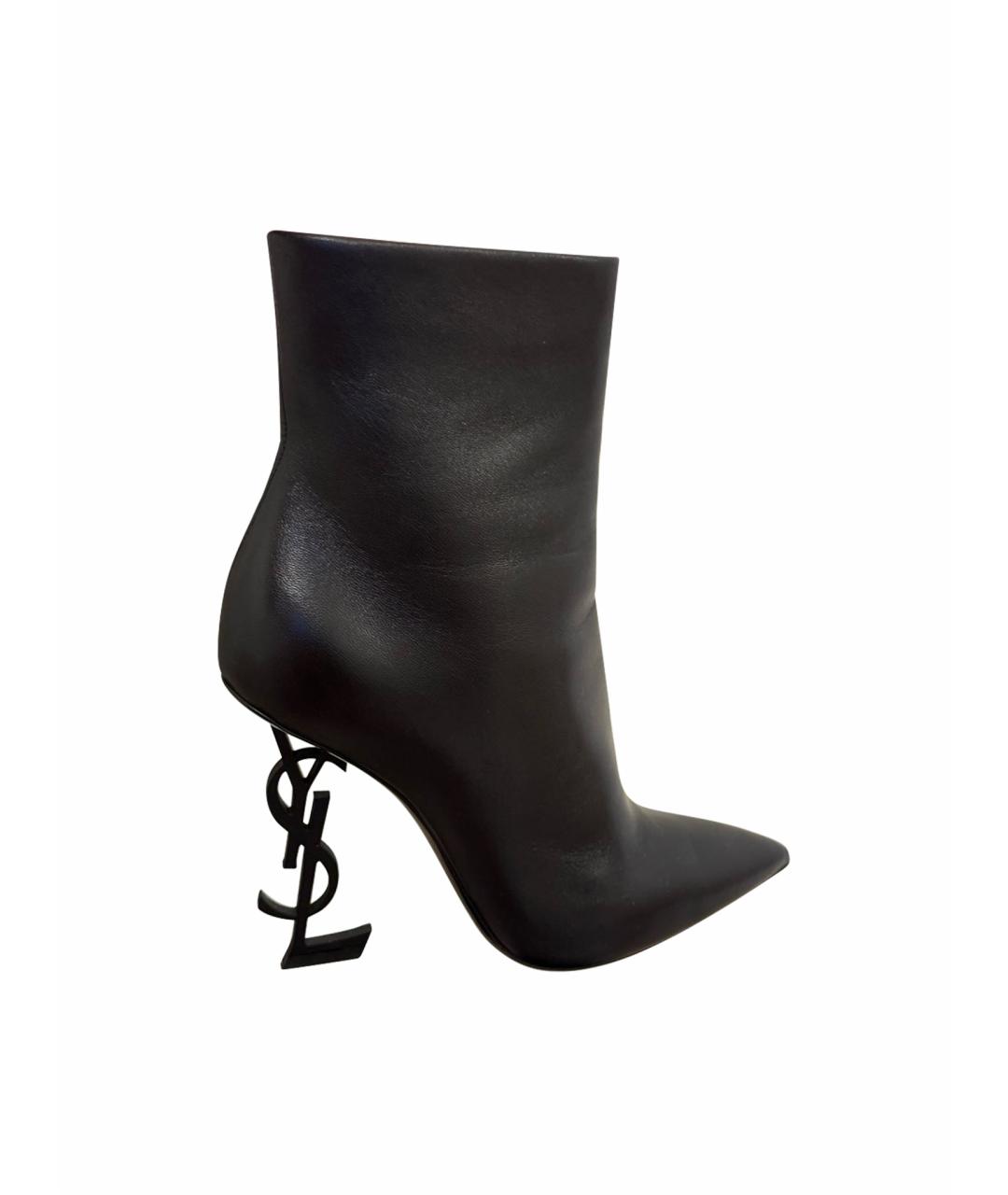 SAINT LAURENT Черные кожаные ботильоны, фото 1