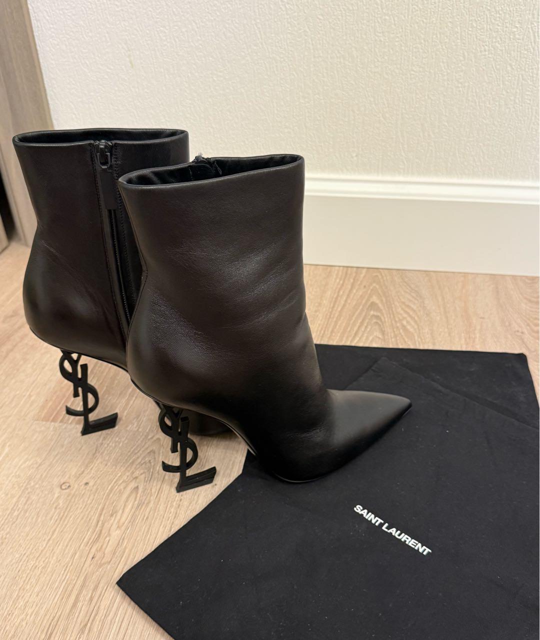 SAINT LAURENT Черные кожаные ботильоны, фото 4