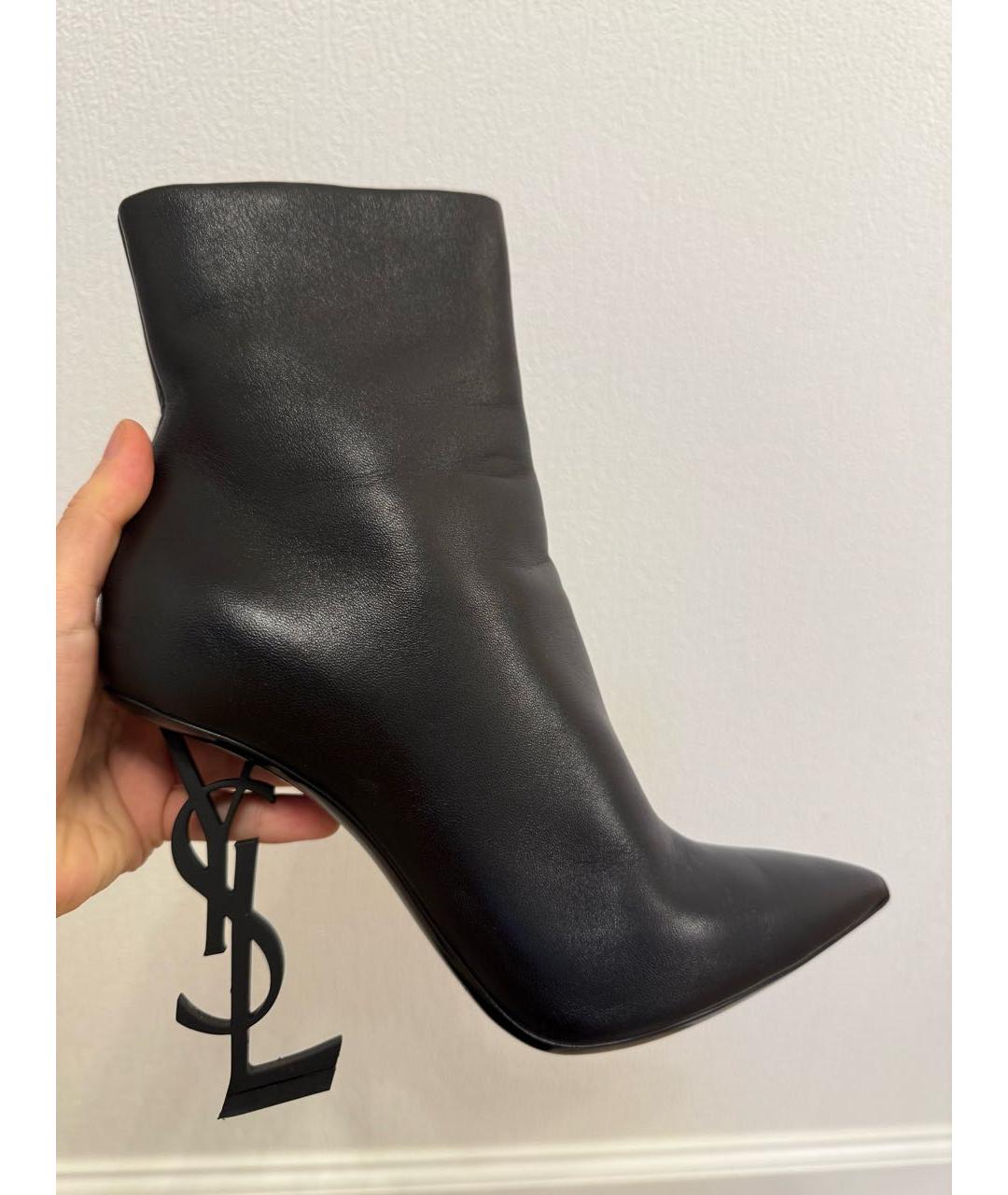 SAINT LAURENT Черные кожаные ботильоны, фото 7