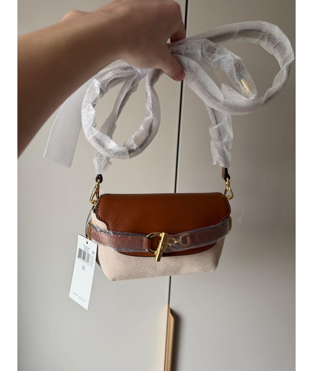 RALPH LAUREN Коричневая кожаная сумка через плечо, фото 3