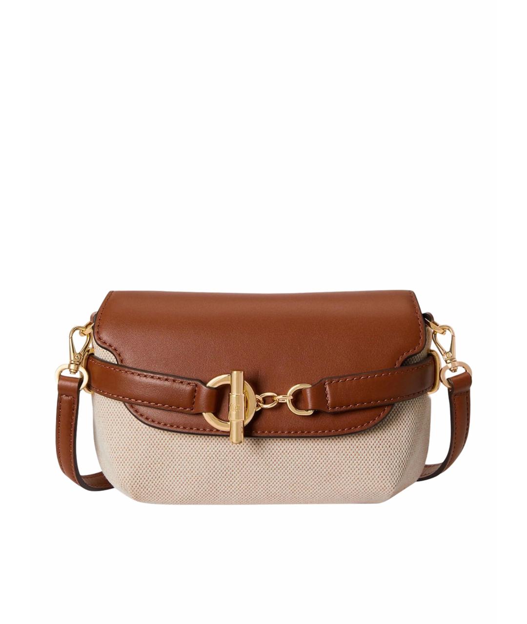 RALPH LAUREN Коричневая кожаная сумка через плечо, фото 1