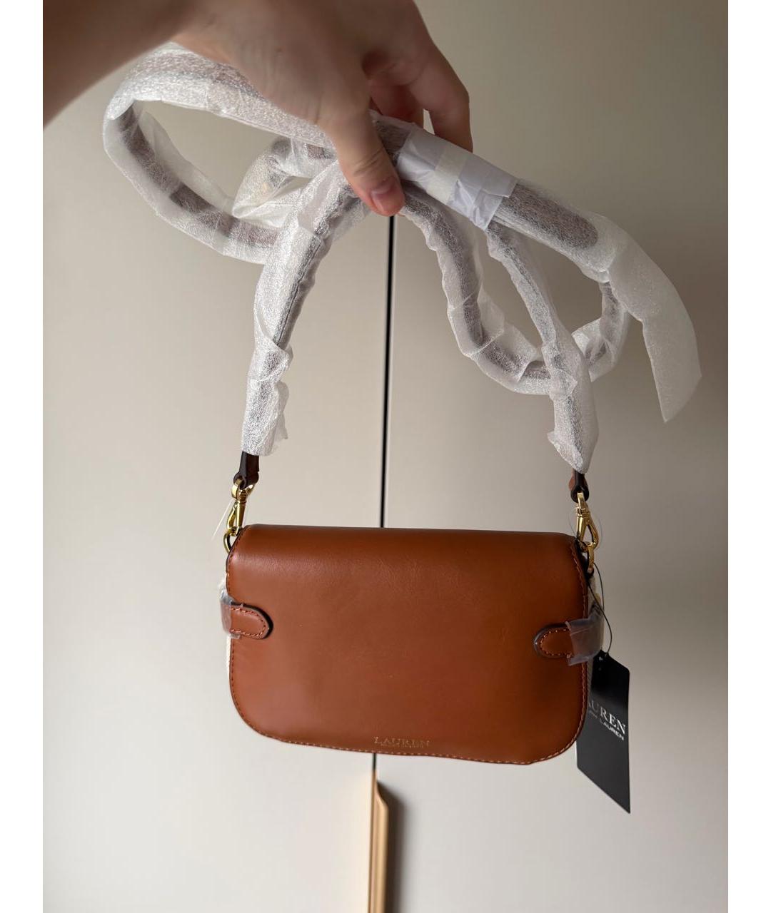 RALPH LAUREN Коричневая кожаная сумка через плечо, фото 5