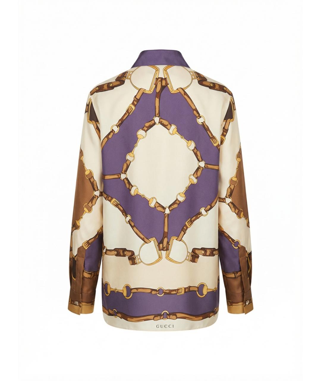 GUCCI Коричневая шелковая рубашка, фото 2