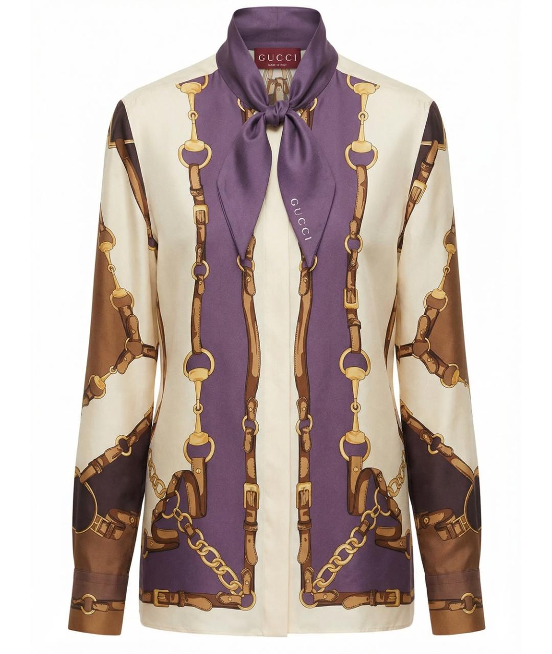 GUCCI Коричневая шелковая рубашка, фото 1