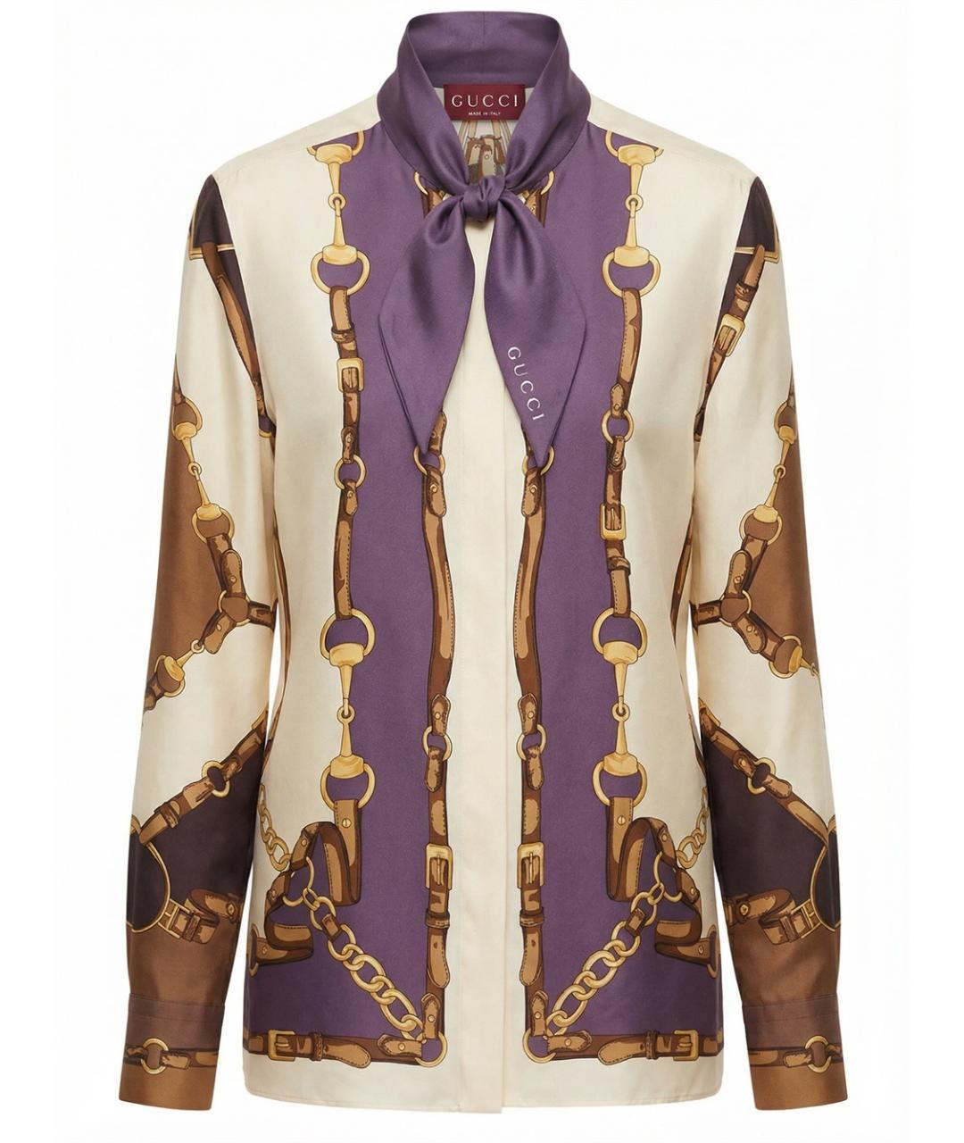 GUCCI Коричневая шелковая рубашка, фото 3