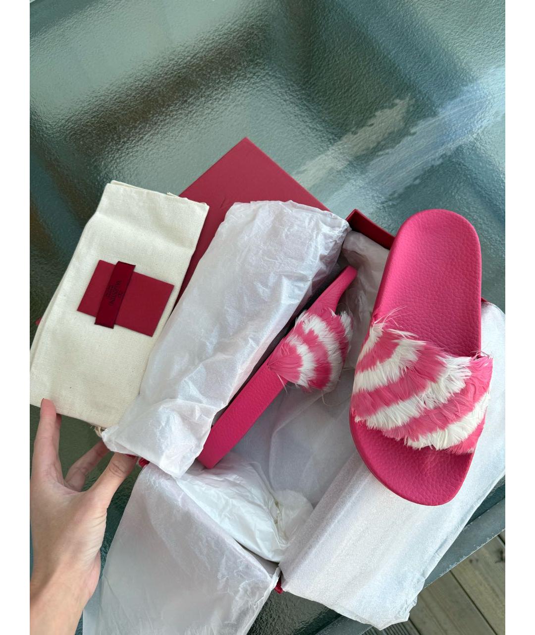 VALENTINO Розовые шлепанцы, фото 3