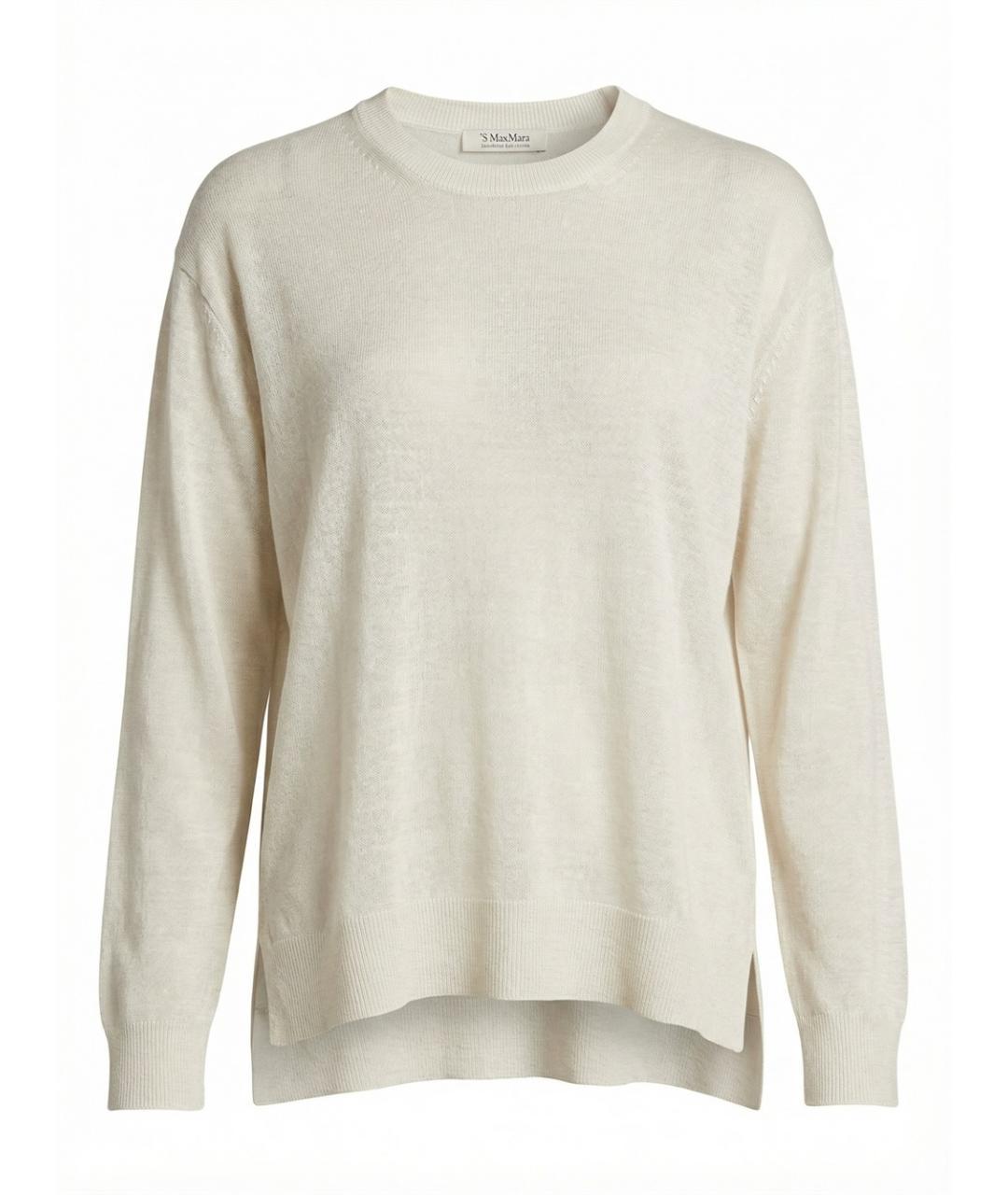 MAX MARA Бежевый льняной джемпер / свитер, фото 3