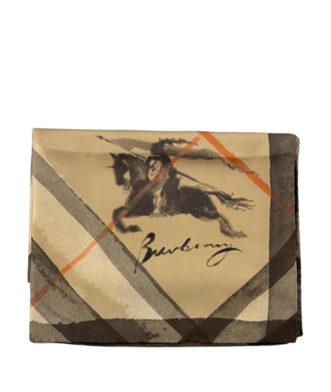 BURBERRY Бежевый шелковый шарф, фото 1
