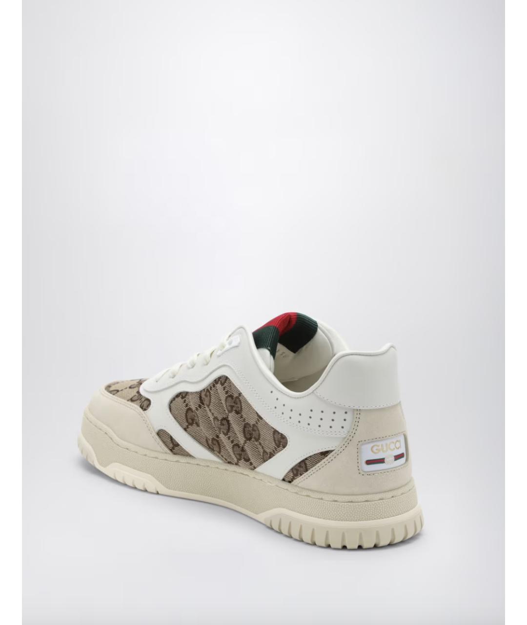 GUCCI Белые текстильные низкие кроссовки / кеды, фото 4