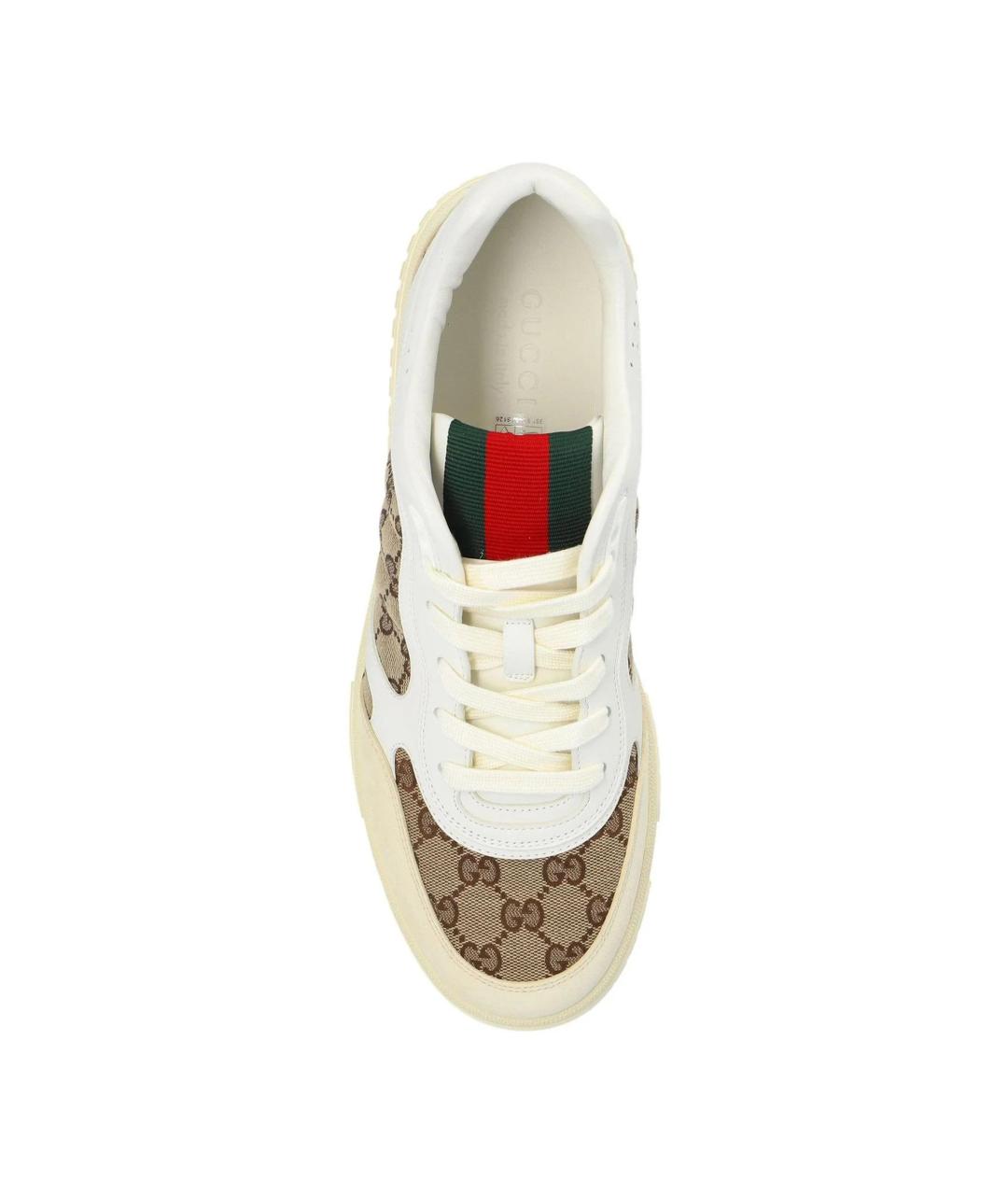 GUCCI Белые текстильные низкие кроссовки / кеды, фото 2