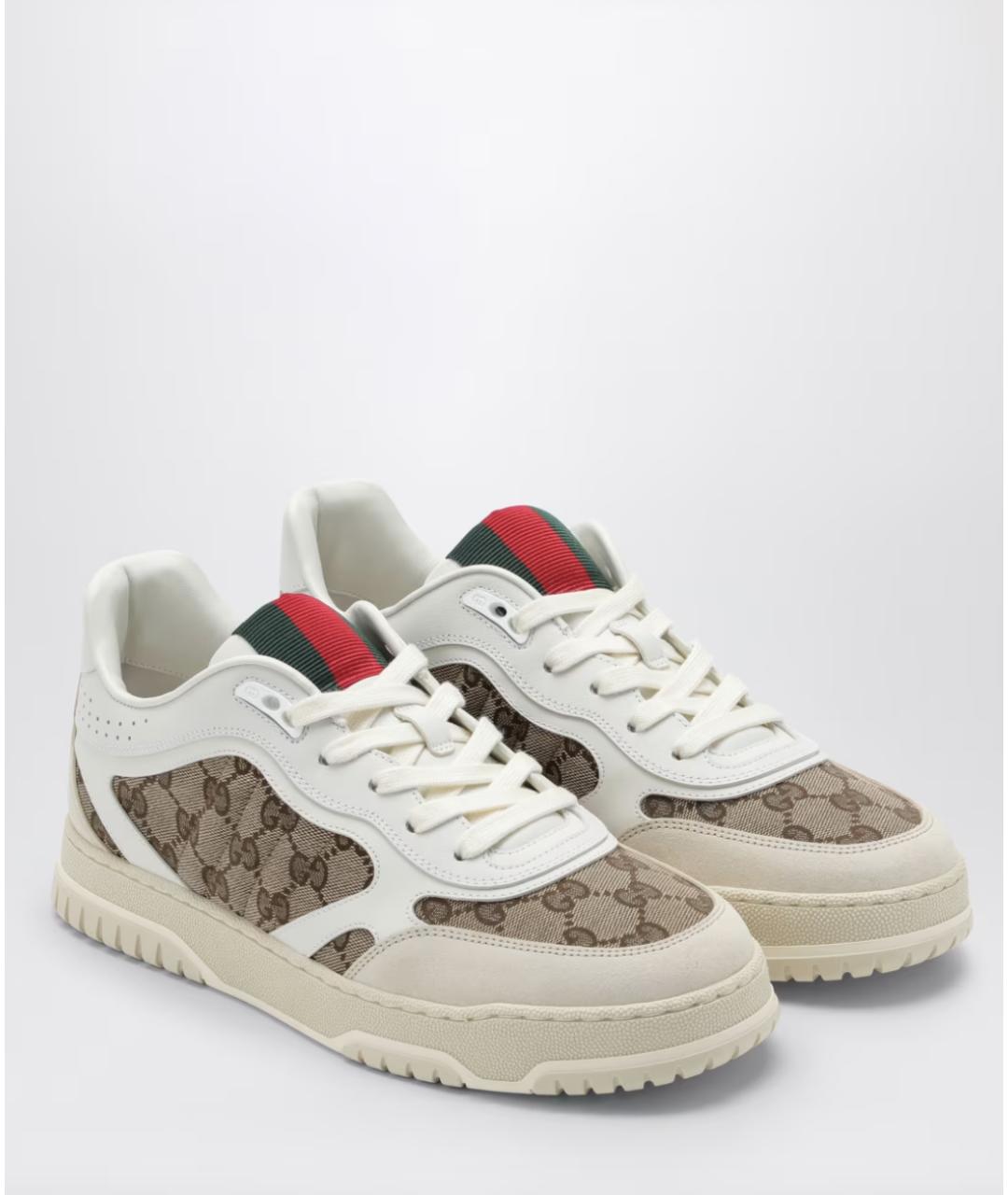 GUCCI Белые текстильные низкие кроссовки / кеды, фото 3