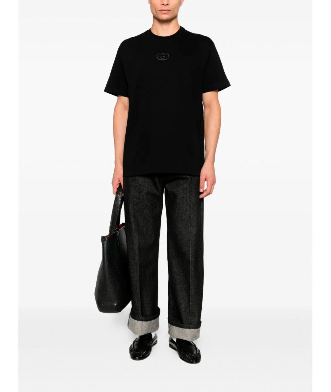 GUCCI Черная хлопковая футболка, фото 3