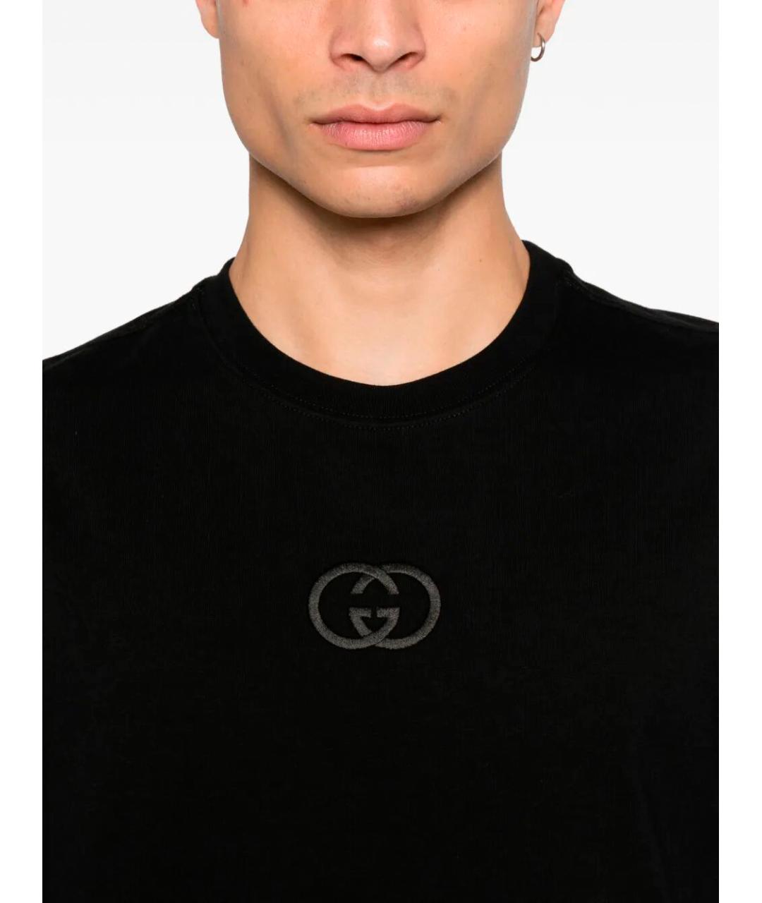 GUCCI Черная хлопковая футболка, фото 2