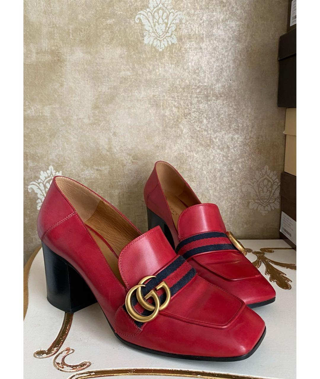 GUCCI Красные кожаные туфли, фото 5