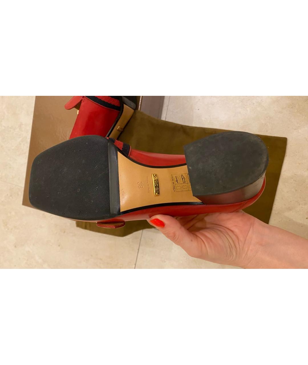 GUCCI Красные кожаные туфли, фото 8