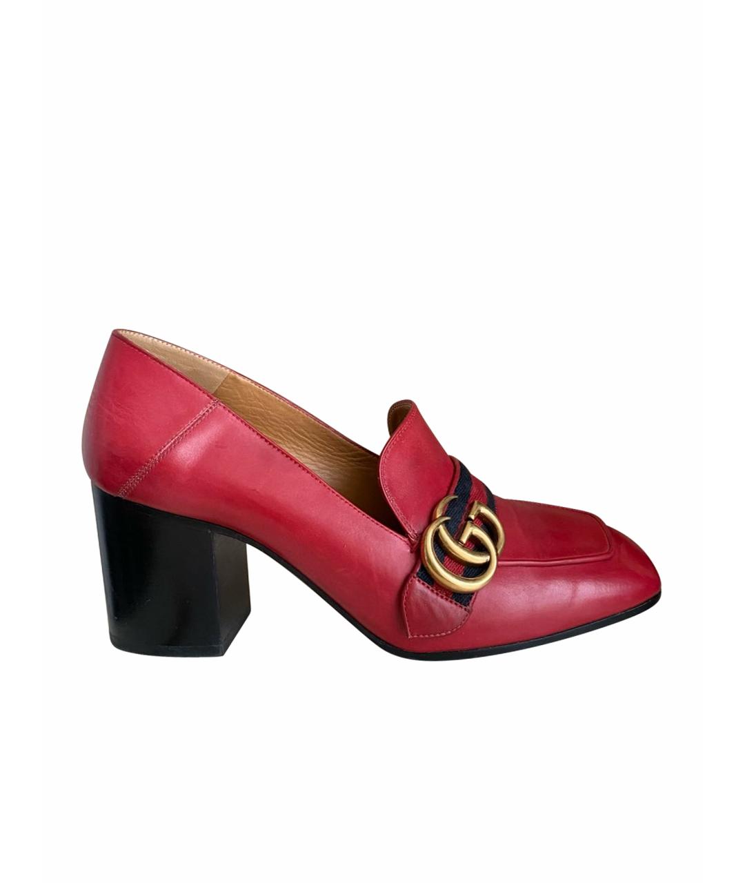GUCCI Красные кожаные туфли, фото 1