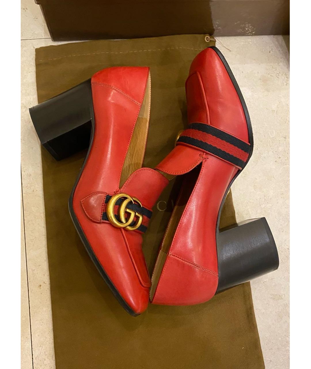 GUCCI Красные кожаные туфли, фото 6