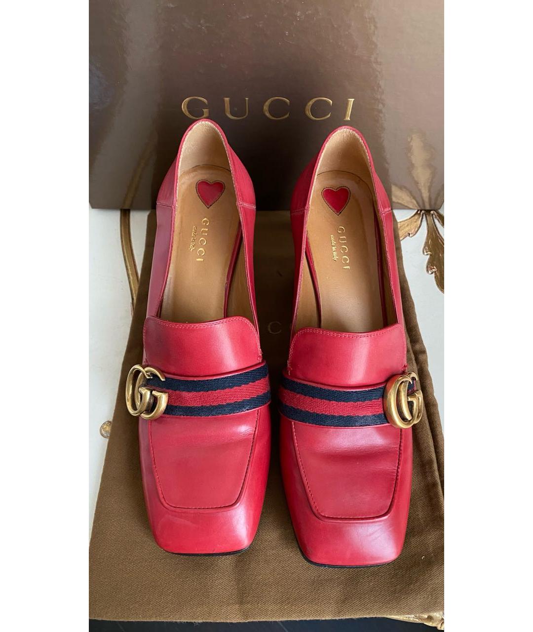 GUCCI Красные кожаные туфли, фото 3