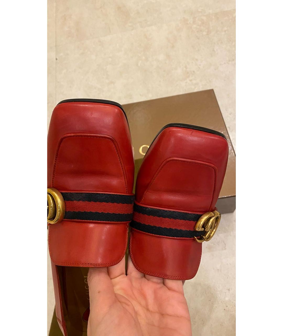 GUCCI Красные кожаные туфли, фото 7