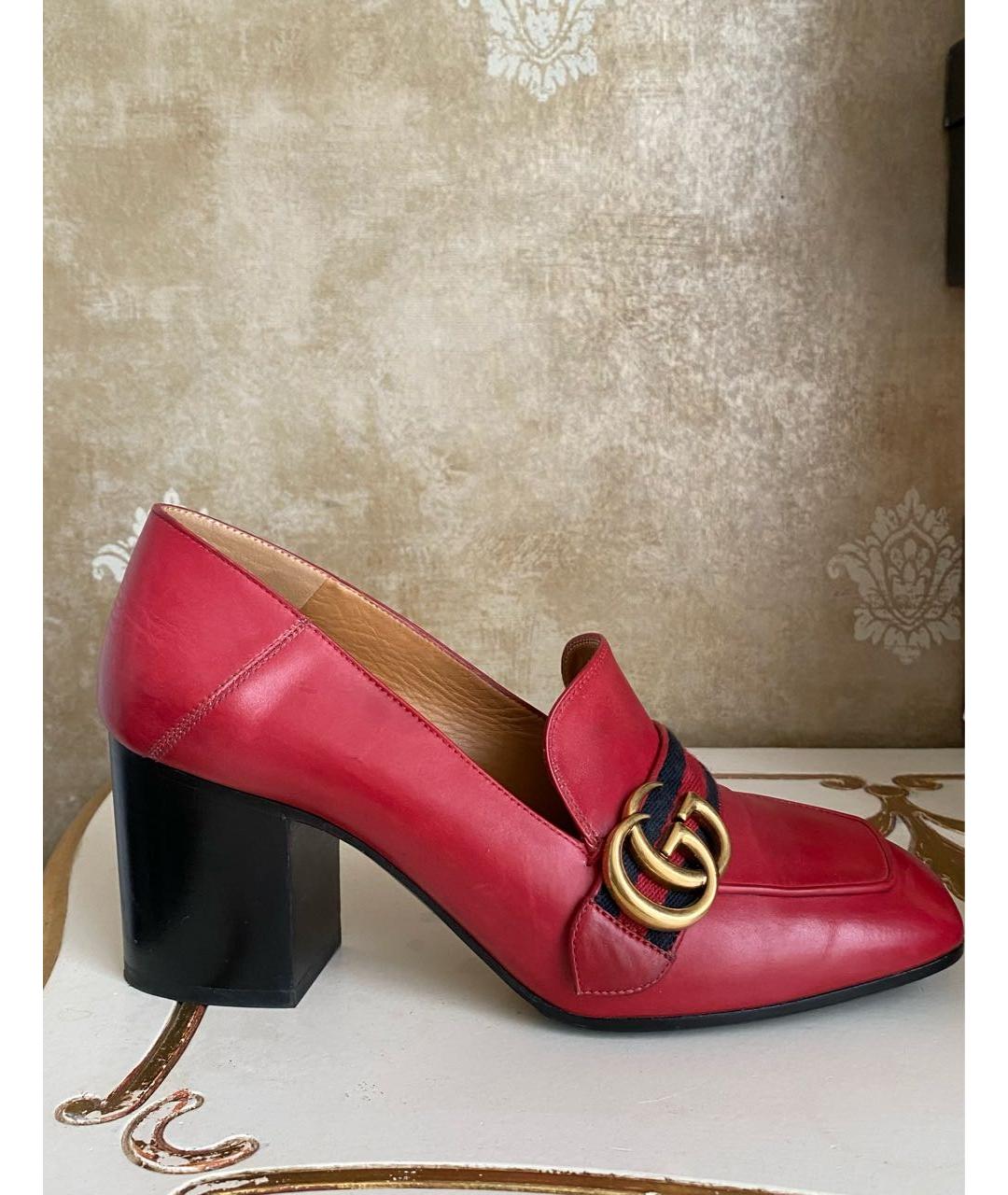 GUCCI Красные кожаные туфли, фото 9