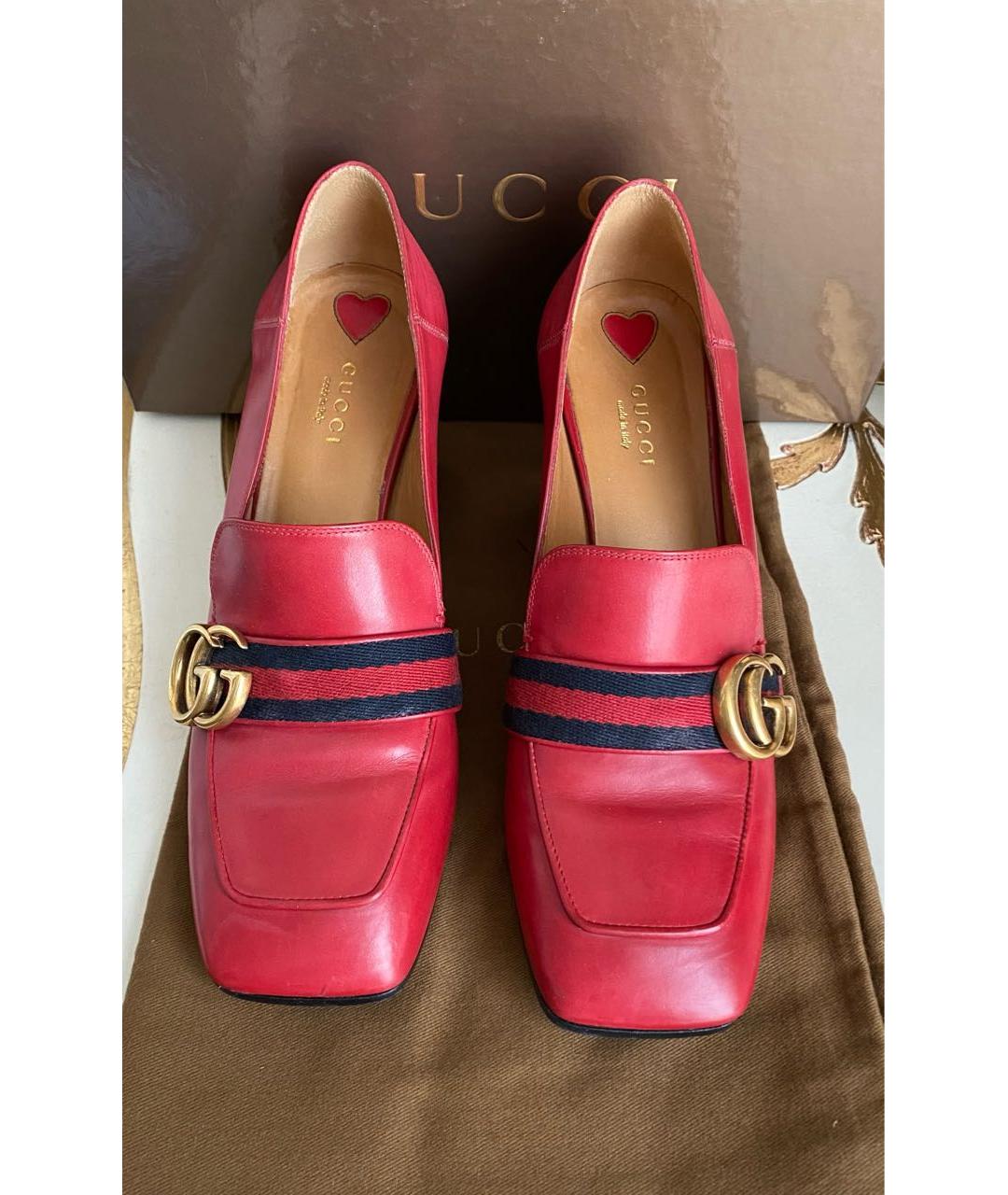 GUCCI Красные кожаные туфли, фото 2