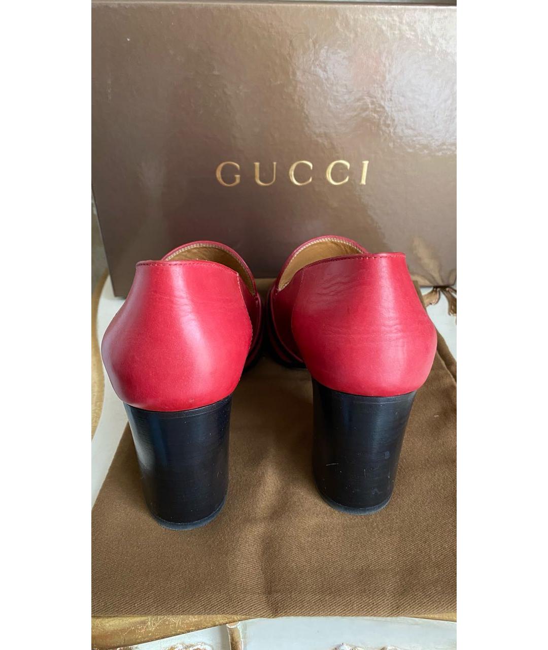 GUCCI Красные кожаные туфли, фото 4