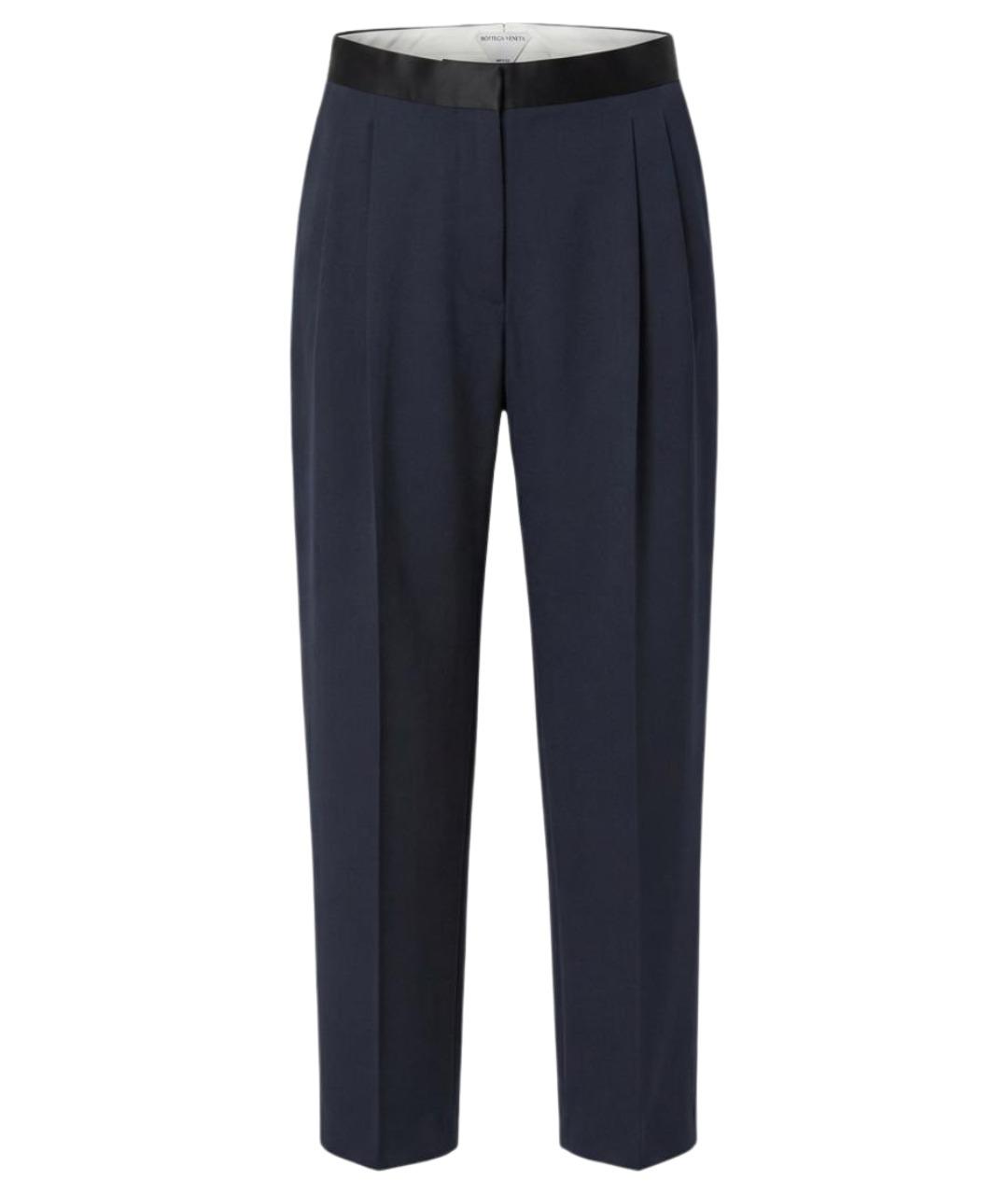 BOTTEGA VENETA Синие шерстяные прямые брюки, фото 1