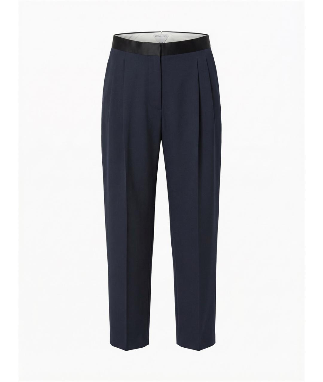 BOTTEGA VENETA Синие шерстяные прямые брюки, фото 3