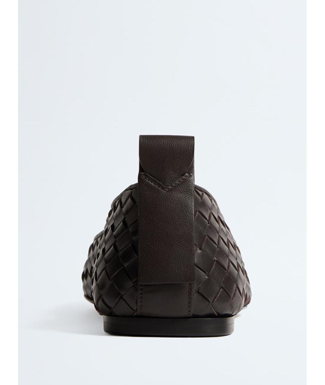 BOTTEGA VENETA Коричневые кожаные балетки, фото 3