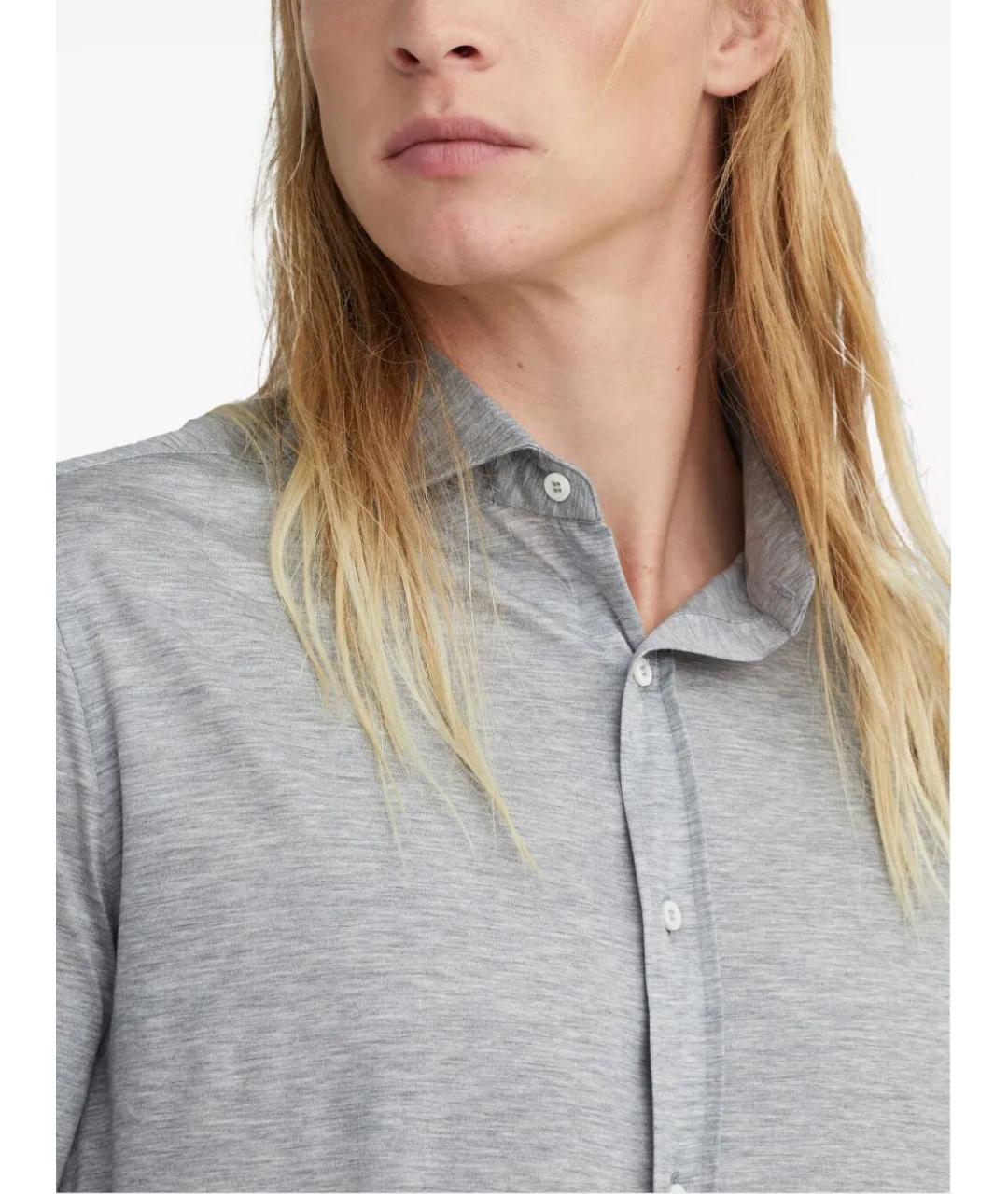 BRUNELLO CUCINELLI Серая шелковая кэжуал рубашка, фото 5