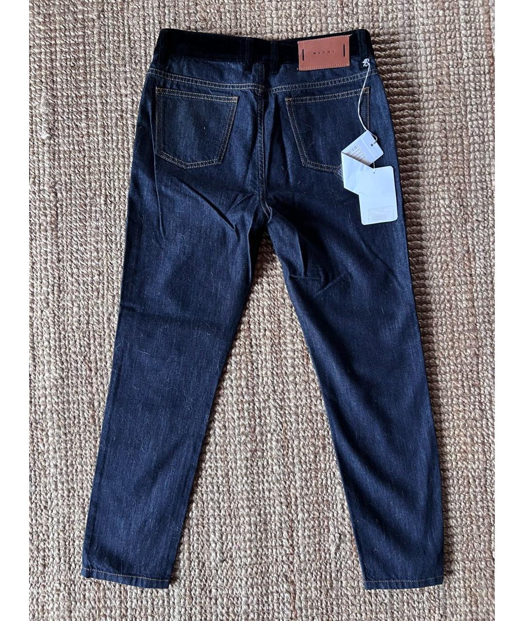 MARNI Темно-синие хлопко-кашемировые прямые джинсы, фото 2