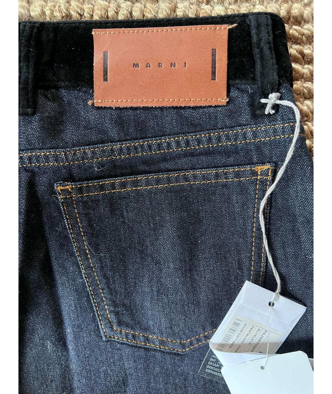 MARNI Темно-синие хлопко-кашемировые прямые джинсы, фото 3