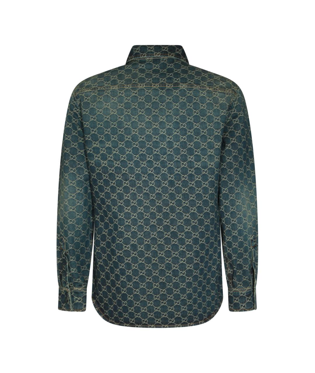 GUCCI Синяя хлопковая кэжуал рубашка, фото 2