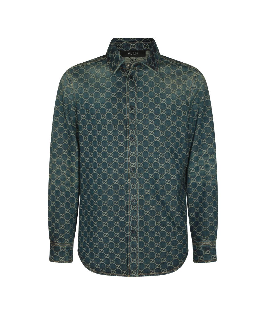 GUCCI Синяя хлопковая кэжуал рубашка, фото 1