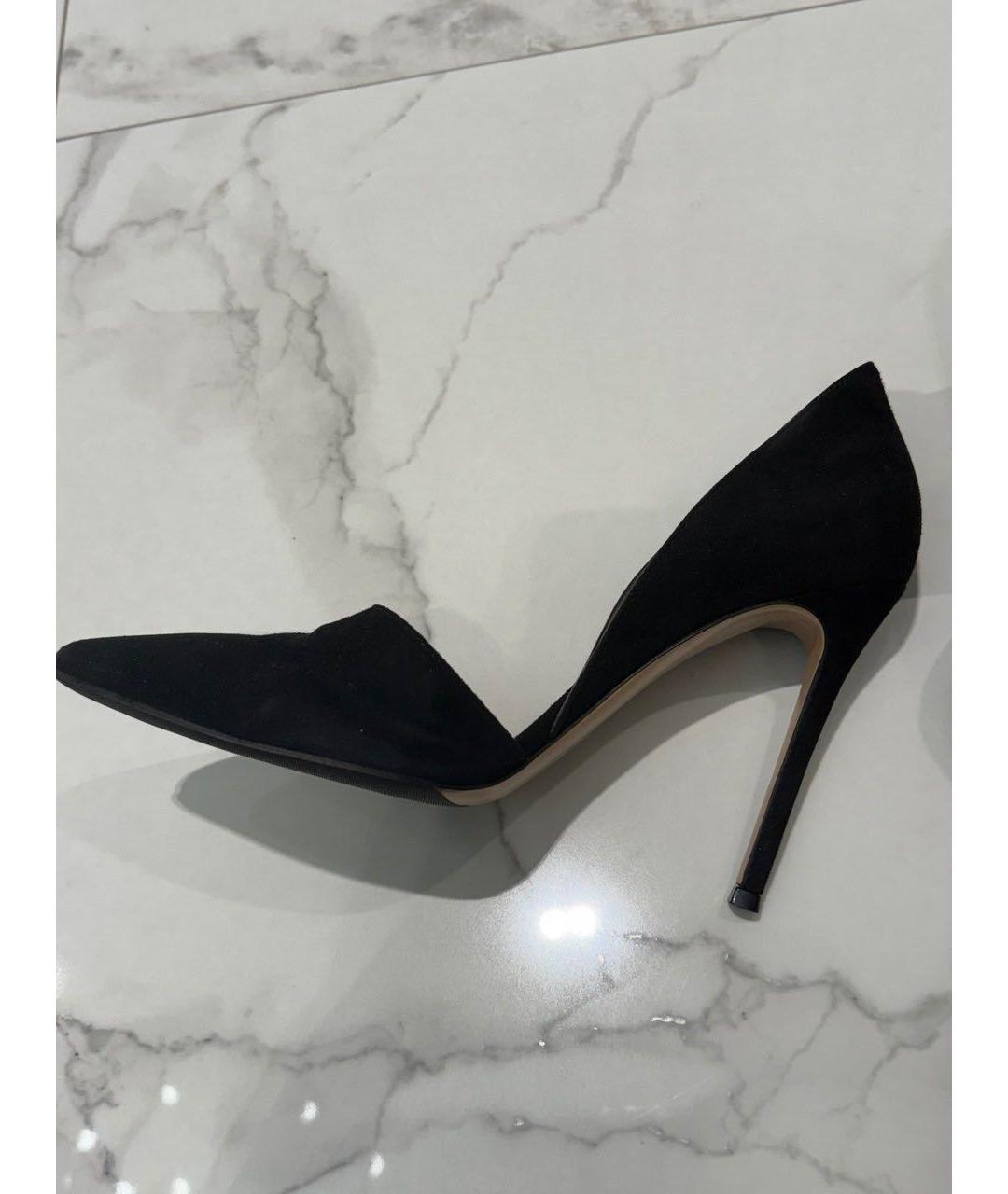 GIANVITO ROSSI Черные замшевые лодочки на низком каблуке, фото 5