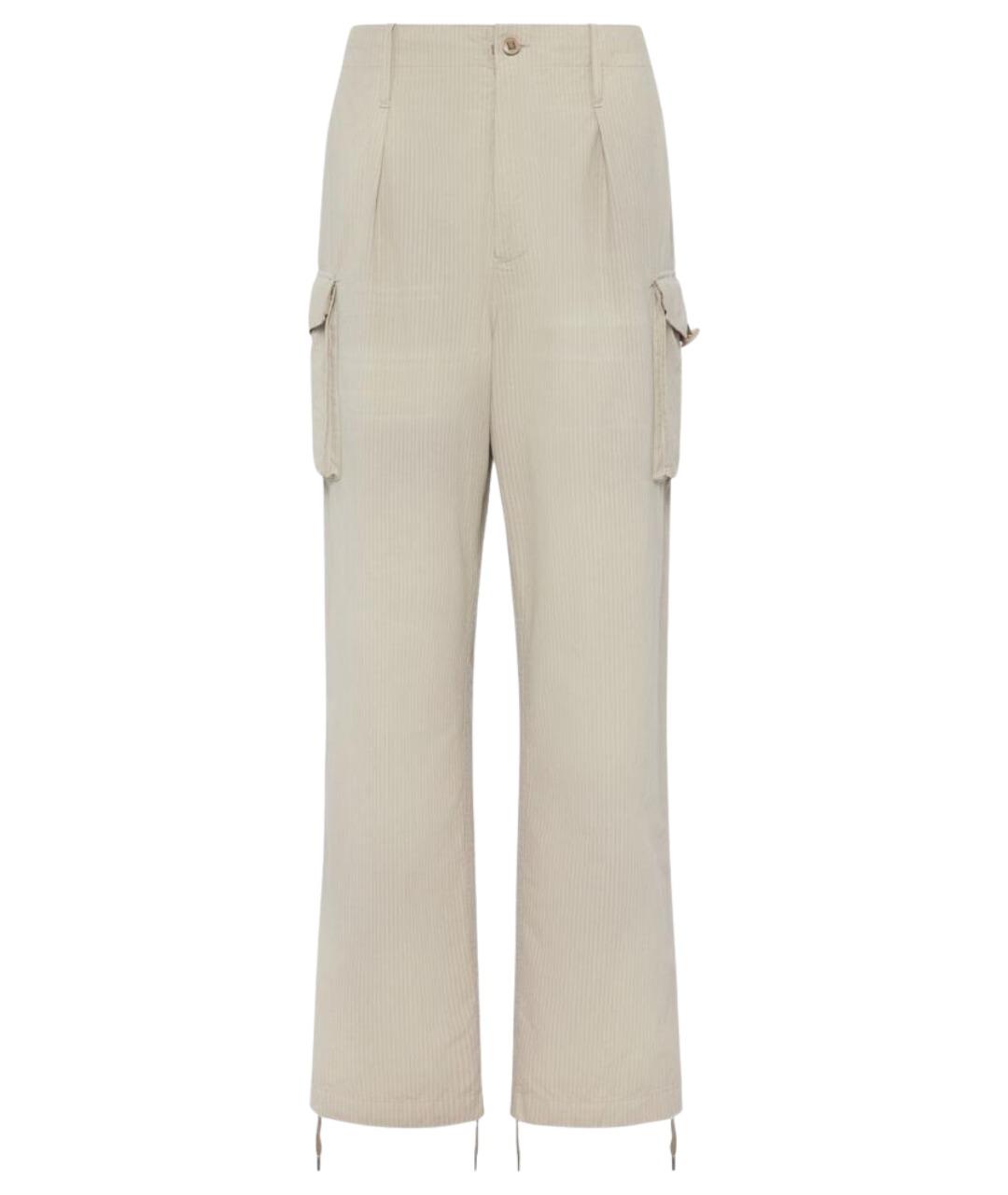 MAISON MARGIELA Бежевые хлопко-эластановые повседневные брюки, фото 1