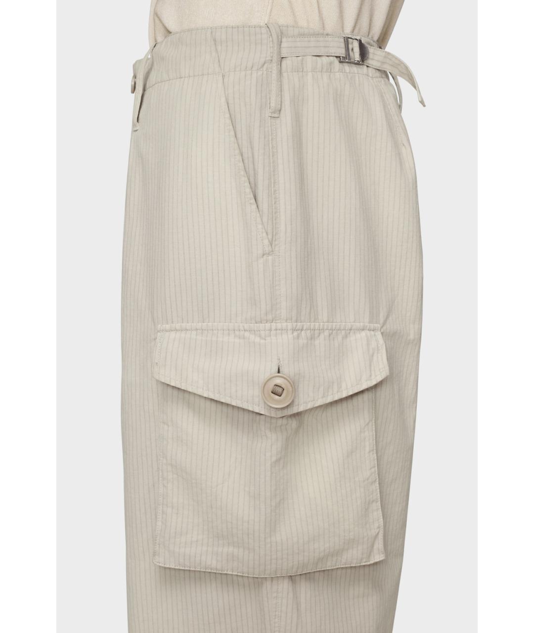 MAISON MARGIELA Бежевые хлопко-эластановые повседневные брюки, фото 4