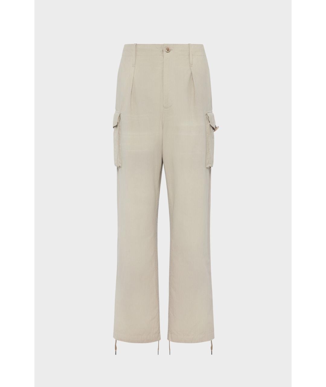 MAISON MARGIELA Бежевые хлопко-эластановые повседневные брюки, фото 6