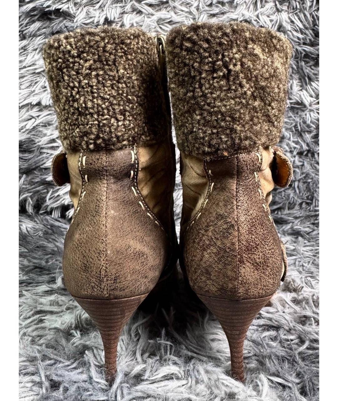 JUST CAVALLI Коричневые кожаные лодочки на низком каблуке, фото 5