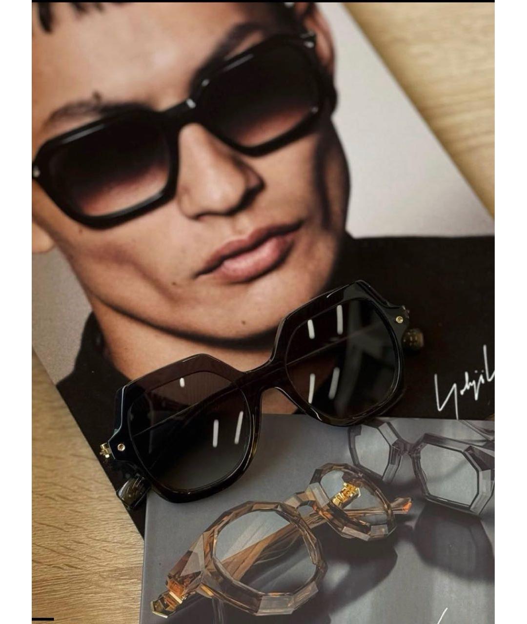 YOHJI YAMAMOTO Коричневые пластиковые солнцезащитные очки, фото 7