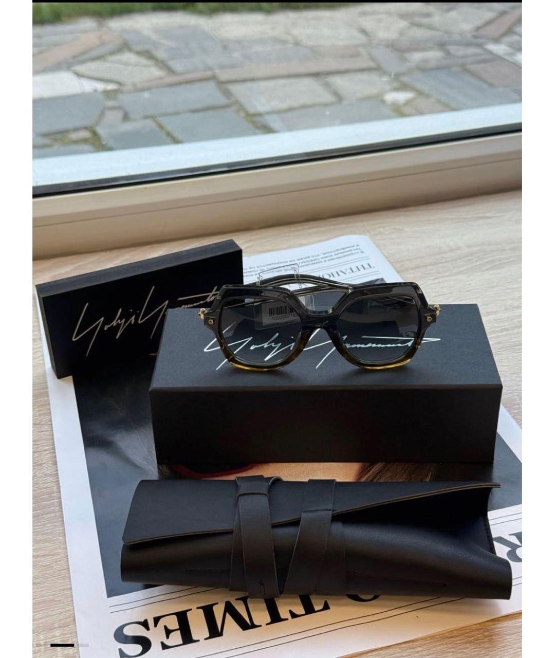 YOHJI YAMAMOTO Коричневые пластиковые солнцезащитные очки, фото 6